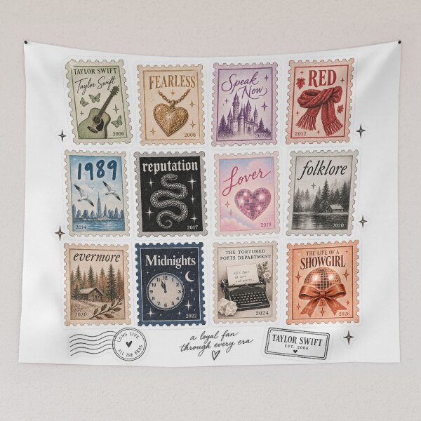 Item preview, Taylor Swift Album Eras Vintage Stamp Collection STICKER PACK designed and sold by taylorvinyls.