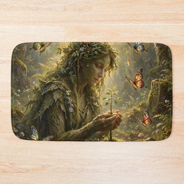 Item preview, Enchanted Forest Guardian with Stained Glass Butterflies designed and sold by DreamyWallVibes.