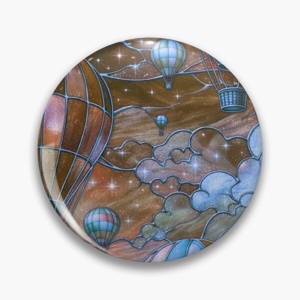 Item preview, Stained Glass Hot Air Balloons — Whimsical Cosmic Sky Illustration designed and sold by LYAN-STORE.