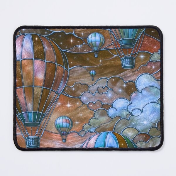 Item preview, Stained Glass Hot Air Balloons — Whimsical Cosmic Sky Illustration designed and sold by LYAN-STORE.