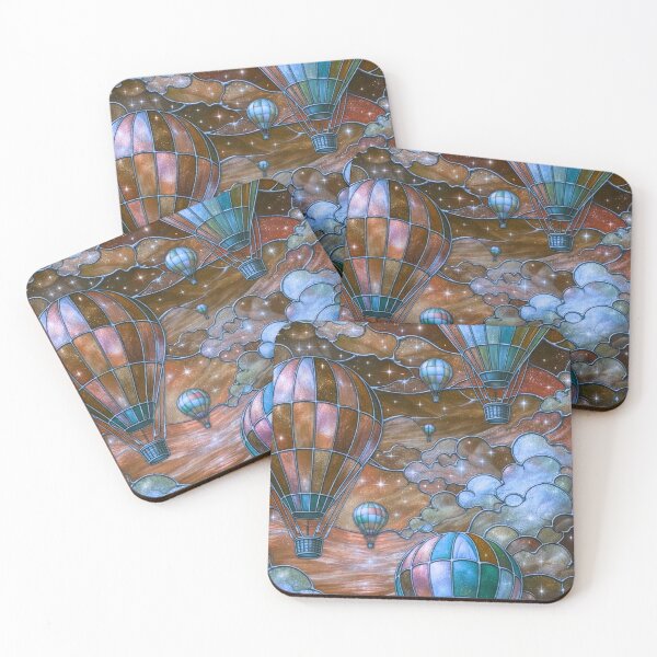 Item preview, Stained Glass Hot Air Balloons — Whimsical Cosmic Sky Illustration designed and sold by LYAN-STORE.