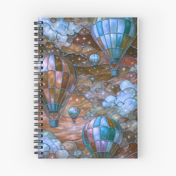 Item preview, Stained Glass Hot Air Balloons — Whimsical Cosmic Sky Illustration designed and sold by LYAN-STORE.
