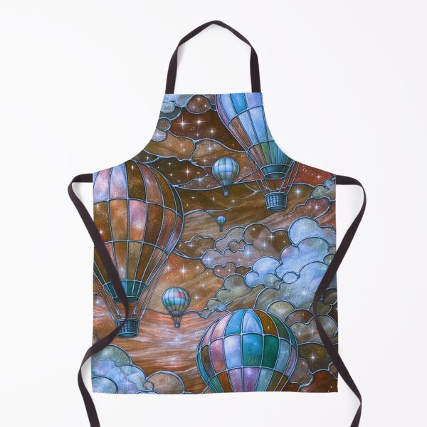 Item preview, Stained Glass Hot Air Balloons — Whimsical Cosmic Sky Illustration designed and sold by LYAN-STORE.