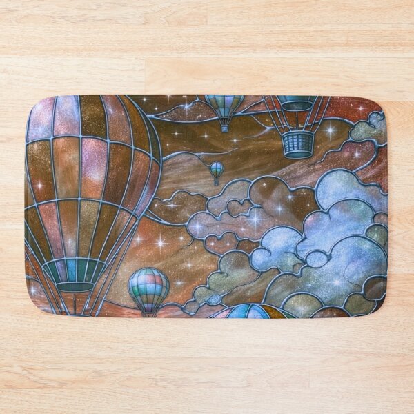 Item preview, Stained Glass Hot Air Balloons — Whimsical Cosmic Sky Illustration designed and sold by LYAN-STORE.
