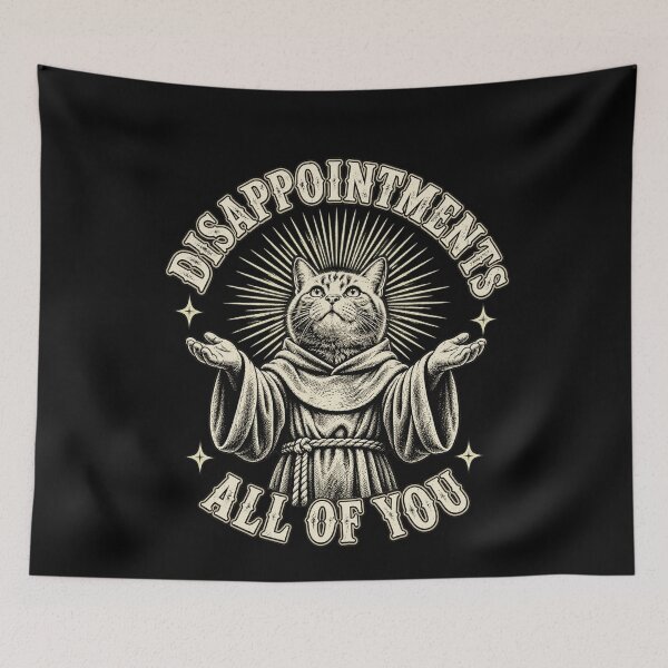 Item preview, Disappointments All Of You Funny Cat Meme Retro Monk Design designed and sold by TheHellIWontSh.