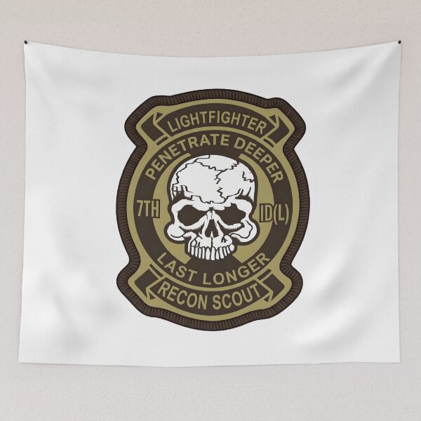Item preview, US Army 7th Infantry Division Lightfighter Recon Scout Skull Emblem designed and sold by CharlieDesings.