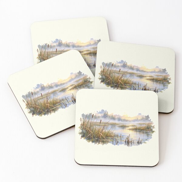 Item preview, Marsh Edge | Quiet Wetland Watercolor Landscape designed and sold by SusanSweetArt.