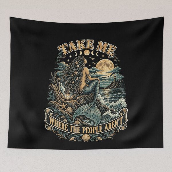 Item preview, Take Me Where The People Aren't Mermaid Vintage Ocean Fantasy Design designed and sold by TheHellIWontSh.