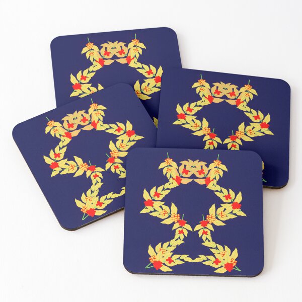 Item preview, Golden Botanical Laurel Wreath with Red Flowers designed and sold by zaoroo shop.