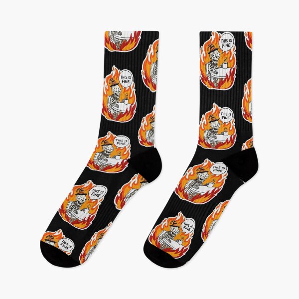Item preview, Grinning Skeleton Sipping Coffee in Fire designed and sold by Flying Doggo.