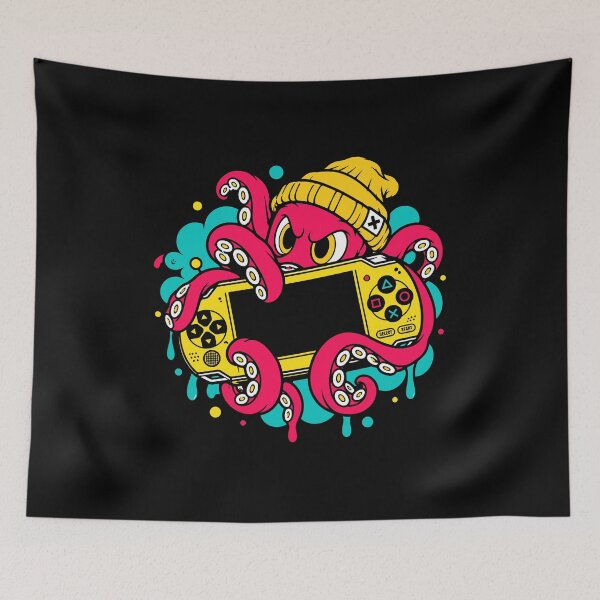 Item preview, Retro Gamer Octopus Handheld Gaming Pop Art designed and sold by Leeded.
