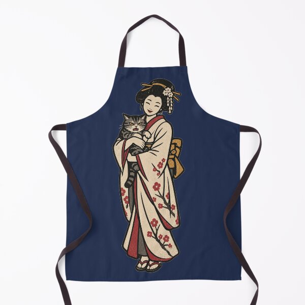 Item preview, Geisha with Grumpy Cat – Vintage Japanese Woodblock Humor designed and sold by KungPowUnicorn.