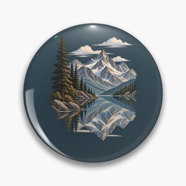 Item preview, Mountain Lake Reflection Vintage Alpine Landscape designed and sold by BROHLine Studio.