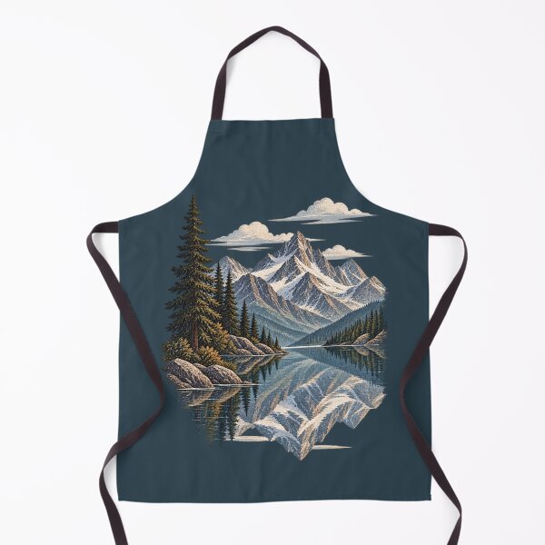 Item preview, Mountain Lake Reflection Vintage Alpine Landscape designed and sold by BROHLine Studio.