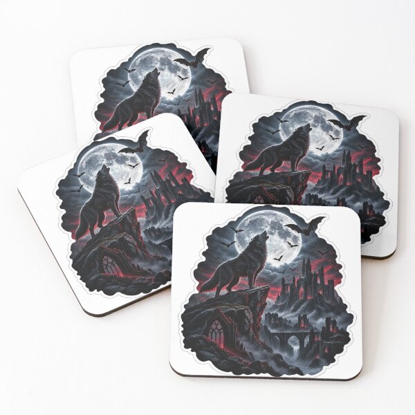 Item preview, Howling Wolf Under the Blood Moon – Gothic Dark Fantasy designed and sold by RazaNocturne.