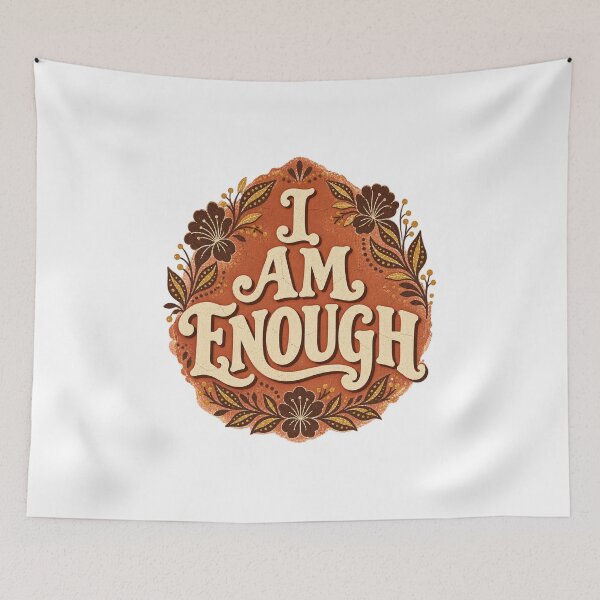 Item preview, I Am Enough Batik Floral Affirmation – Vintage Boho Self Love Design designed and sold by MG Aura.