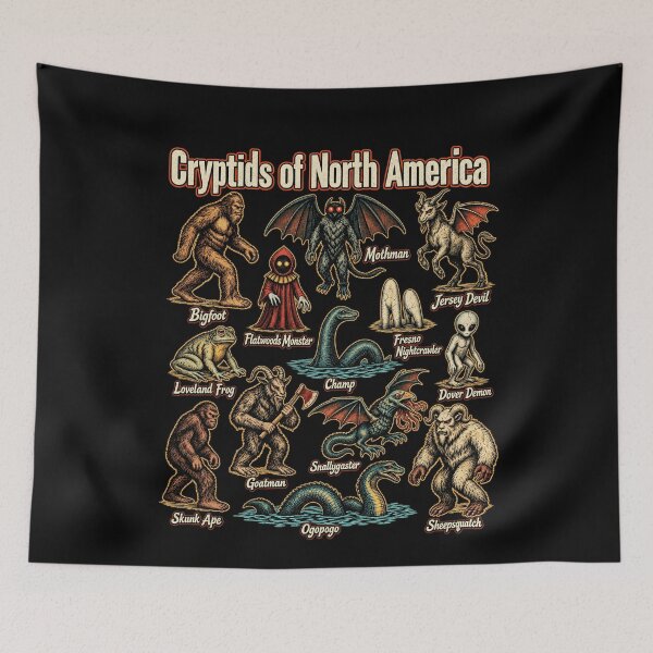 Item preview, Cryptids Of North America Vintage Folklore Monsters Design designed and sold by TheHellIWontSh.