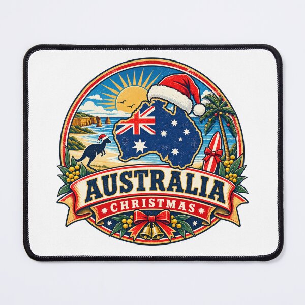 Item preview, Australia Christmas Shirt – Retro Flag Santa Hat Holiday Badge Design designed and sold by Globalcitytees.