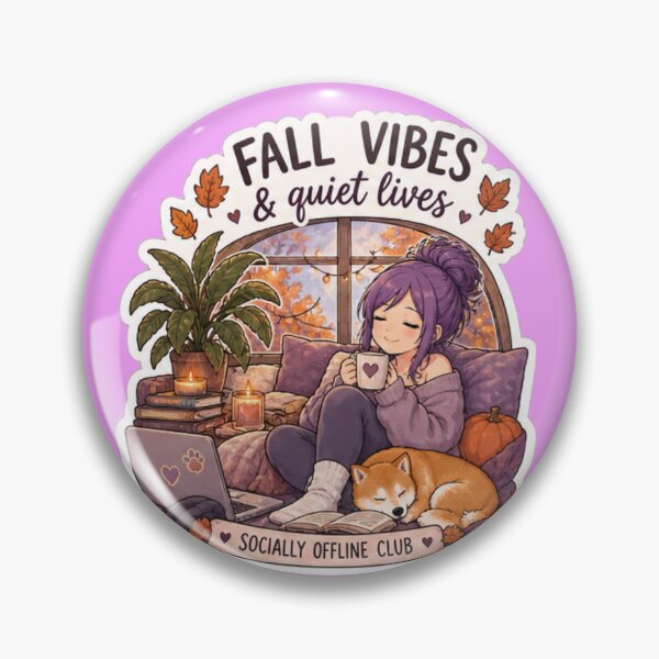 Item preview, Fall Vibes & Quiet Lives Anime Girl Sticker | Socially Offline Club Cozy Autumn Shiba Inu Design designed and sold by DailyStruggleCo.