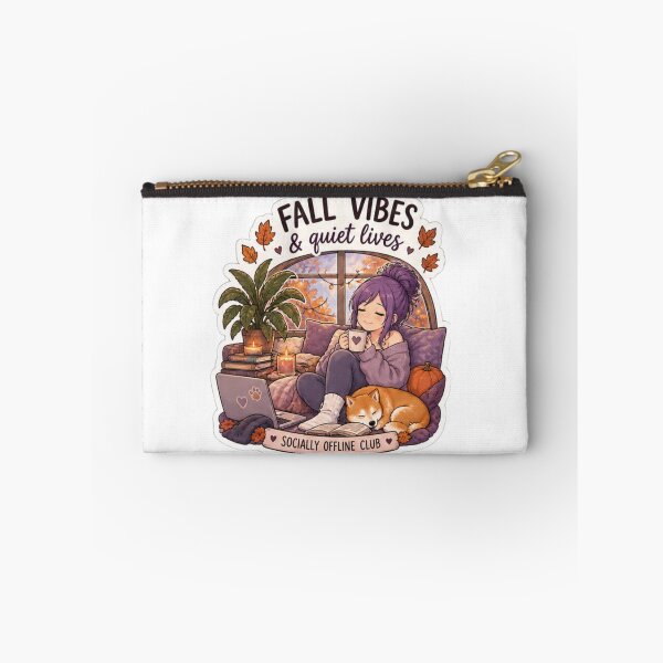 Item preview, Fall Vibes & Quiet Lives Anime Girl Sticker | Socially Offline Club Cozy Autumn Shiba Inu Design designed and sold by DailyStruggleCo.