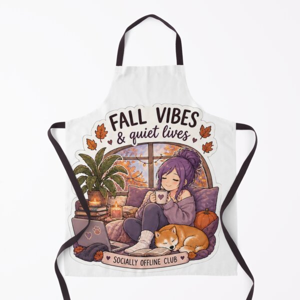 Item preview, Fall Vibes & Quiet Lives Anime Girl Sticker | Socially Offline Club Cozy Autumn Shiba Inu Design designed and sold by DailyStruggleCo.