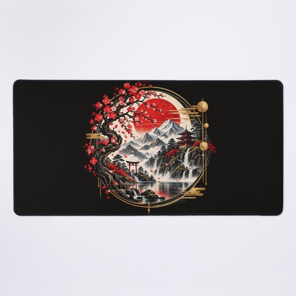 Item preview, Crimson Sakura Sanctuary Japanese Landscape Art designed and sold by d69designs.