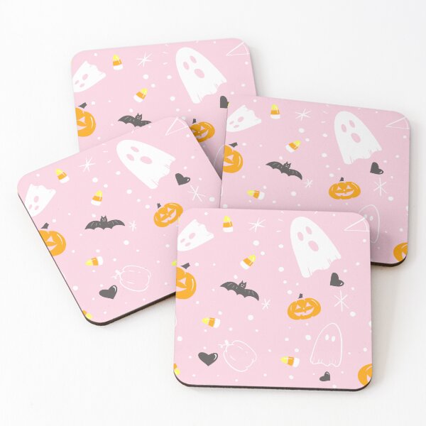 Item preview, Cute Pastel Pink Halloween Ghost Pattern designed and sold by Flora-and-Fable.