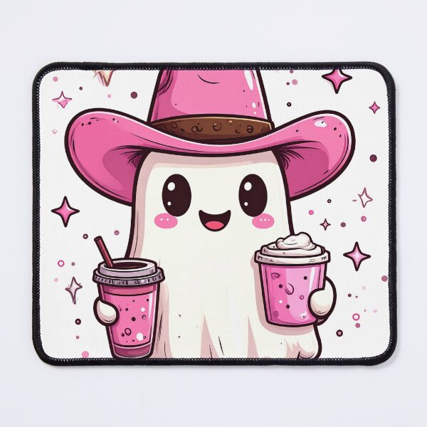 Item preview, cute cowboy ghost drinking boba tea designed and sold by Artlustic.