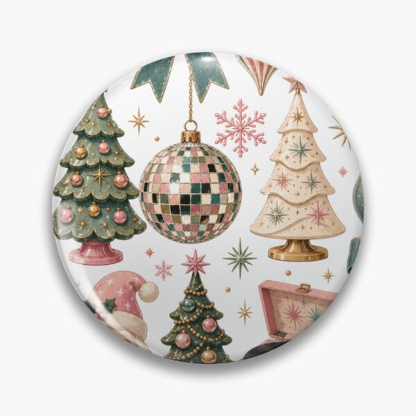 Item preview, Retro Vintage Christmas Disco Ball Bows Holiday Pattern designed and sold by DreamPixelPrint.