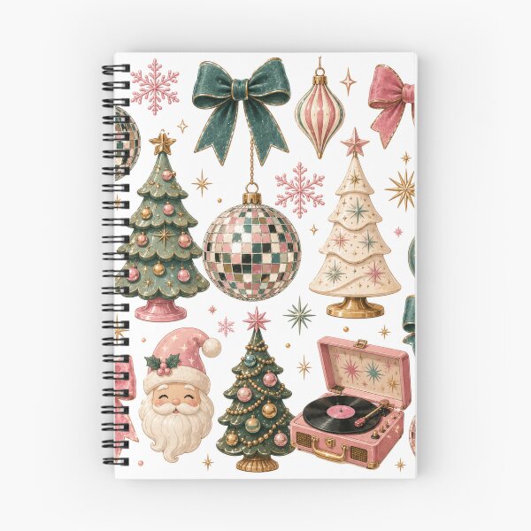 Artikelvorschau, Retro-Vintage-Weihnachts-Diskokugel-Schleifen-Festtagsmuster entworfen und verkauft von DreamPixelPrint.