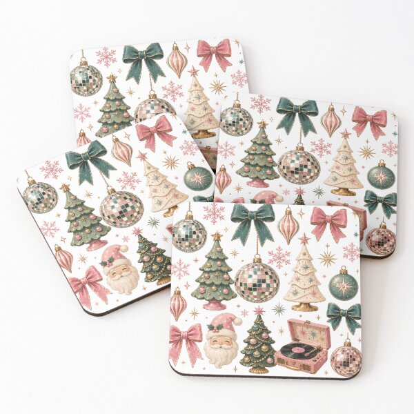 Item preview, Retro Vintage Christmas Disco Ball Bows Holiday Pattern designed and sold by DreamPixelPrint.