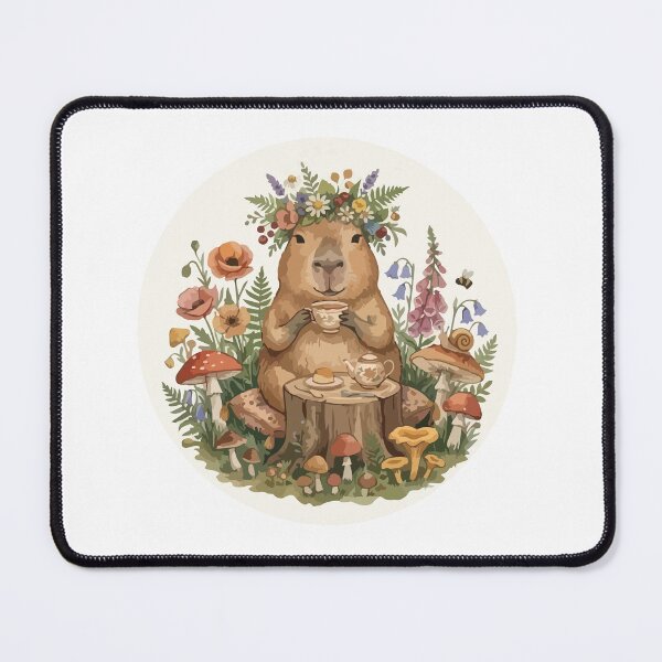 Item preview, Cottagecore Capybara Drinking Tea Cute Aesthetic Art designed and sold by Arc2020.