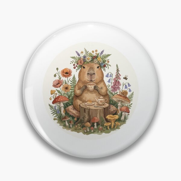 Item preview, Cottagecore Capybara Drinking Tea Cute Aesthetic Art designed and sold by Arc2020.