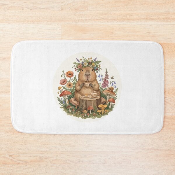 Item preview, Cottagecore Capybara Drinking Tea Cute Aesthetic Art designed and sold by Arc2020.