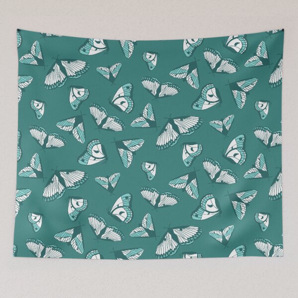 Item preview, Teal Tonal Moth Wing Pattern designed and sold by Flora-and-Fable.