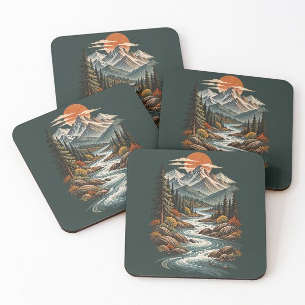 Item preview, Mountain River Wilderness Vintage Outdoor Landscape designed and sold by BROHLine Studio.