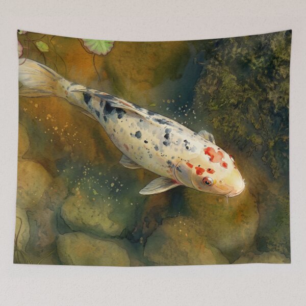 Item preview, Bekko Koi in Paris Pond — Watercolor Aquatic Art  designed and sold by M.ALK.Watercolor.