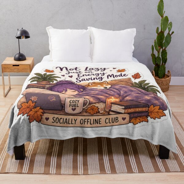Item preview, Not Lazy Just on Energy Saving Mode Anime Girl Design | Socially Offline Club Cozy Nap designed and sold by DailyStruggleCo.