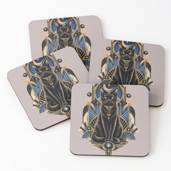 Item preview, Mystical Black Cat Art Deco Vintage Gothic Celestial Design designed and sold by Master4art.