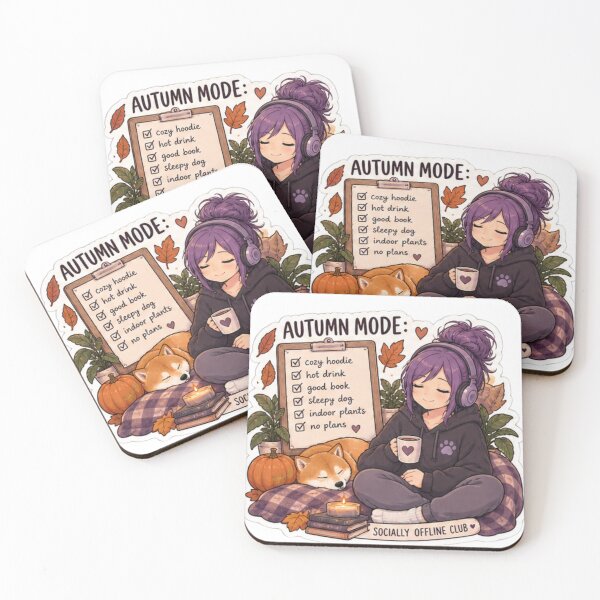 Item preview, Autumn Mode Checklist Anime Girl Design | Socially Offline Club Cozy Hoodie Shiba Inu designed and sold by DailyStruggleCo.