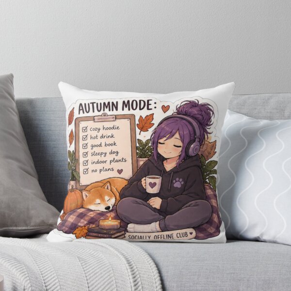 Item preview, Autumn Mode Checklist Anime Girl Design | Socially Offline Club Cozy Hoodie Shiba Inu designed and sold by DailyStruggleCo.