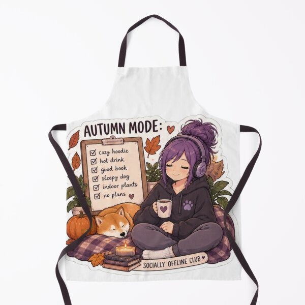 Item preview, Autumn Mode Checklist Anime Girl Design | Socially Offline Club Cozy Hoodie Shiba Inu designed and sold by DailyStruggleCo.