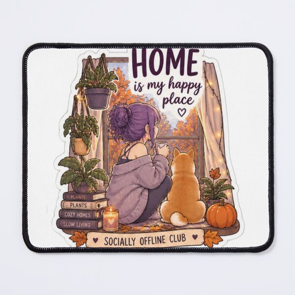 Item preview, Home Is My Happy Place Anime Girl Design | Socially Offline Club Cozy Autumn Window designed and sold by DailyStruggleCo.