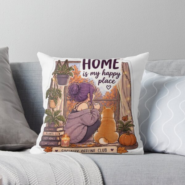 Item preview, Home Is My Happy Place Anime Girl Design | Socially Offline Club Cozy Autumn Window designed and sold by DailyStruggleCo.
