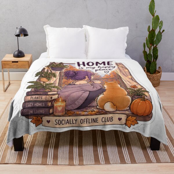 Item preview, Home Is My Happy Place Anime Girl Design | Socially Offline Club Cozy Autumn Window designed and sold by DailyStruggleCo.