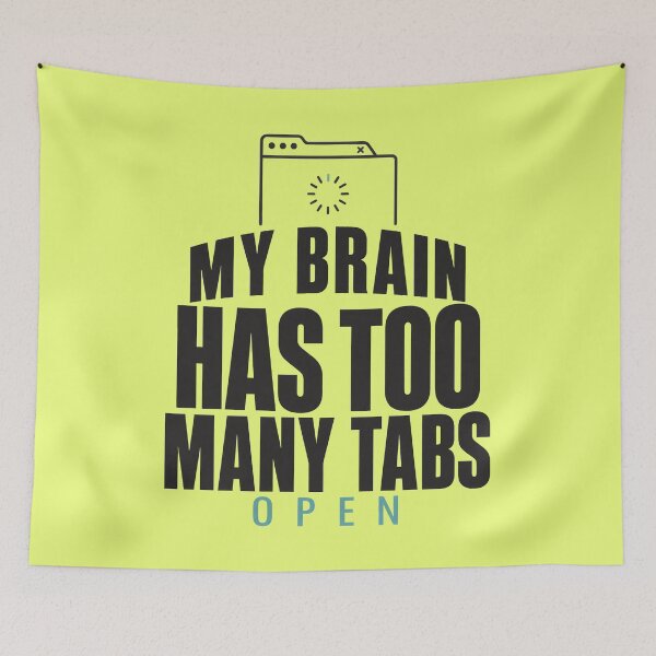 Item preview, Overthinker Brain Tabs Typography Design designed and sold by Fun2Fentastic.
