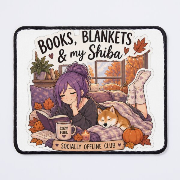 Item preview, Books Blankets and My Shiba Anime Girl Design | Socially Offline Club Cozy Reading designed and sold by DailyStruggleCo.