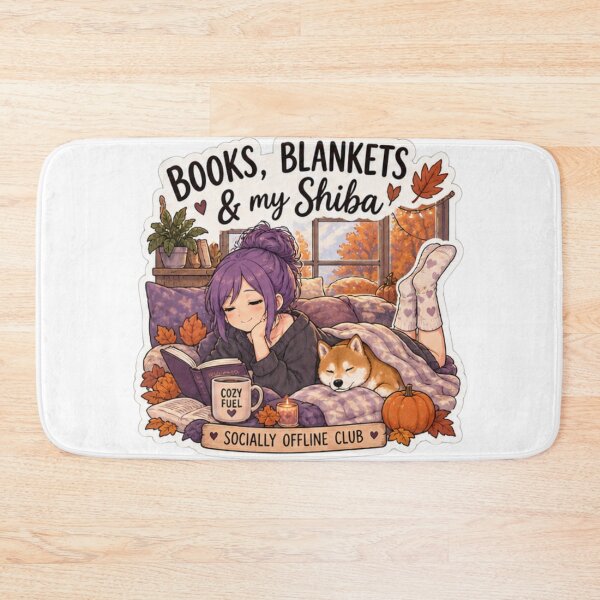 Item preview, Books Blankets and My Shiba Anime Girl Design | Socially Offline Club Cozy Reading designed and sold by DailyStruggleCo.