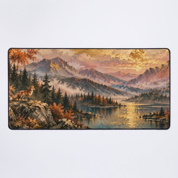 Item preview, Autumn Mountain Lake Fox Watercolour Painting designed and sold by Jozefin's Studio.