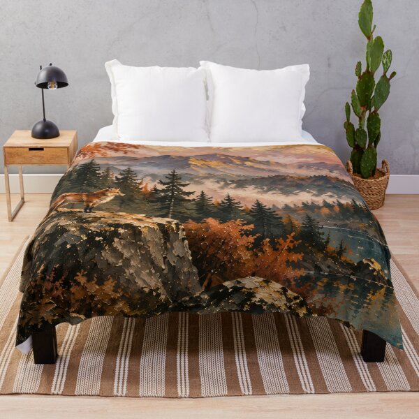 Item preview, Autumn Mountain Lake Fox Watercolour Painting designed and sold by Jozefin's Studio.